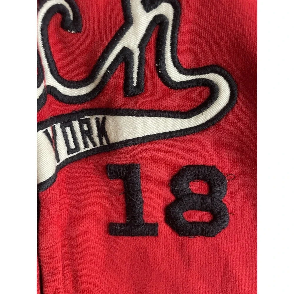 Abercrombie‎ & Fitch 14/16 Kids Zip Hoodie Sweatshirt Red Y2K NY Holiday Unisex